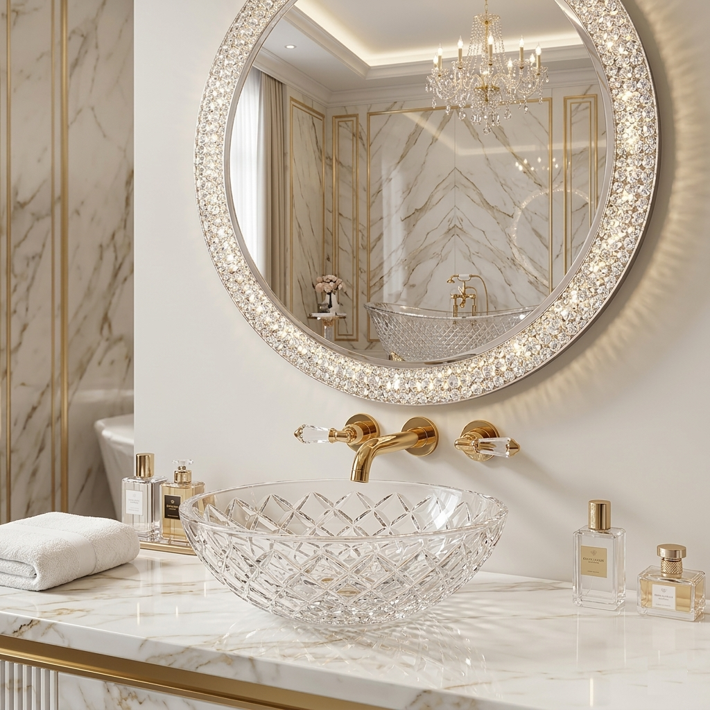 European Bathroom Sink and Mirror